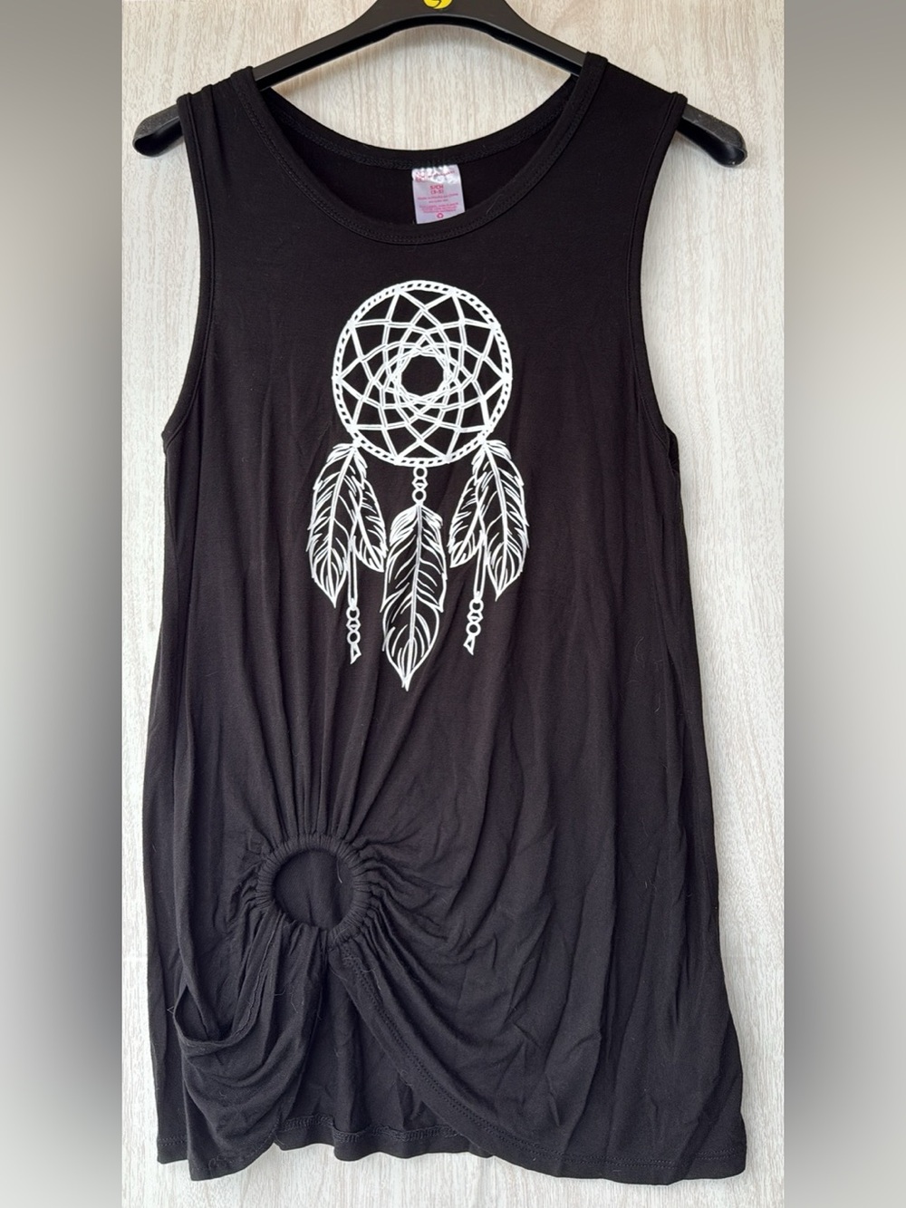 No Boundaries Black Sleeveless Tank with White Dreamcatcher